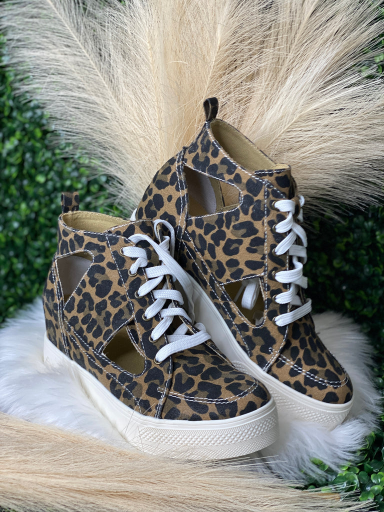 Esther Jungle Printed Cut Out Wedge Tennis Shoes
