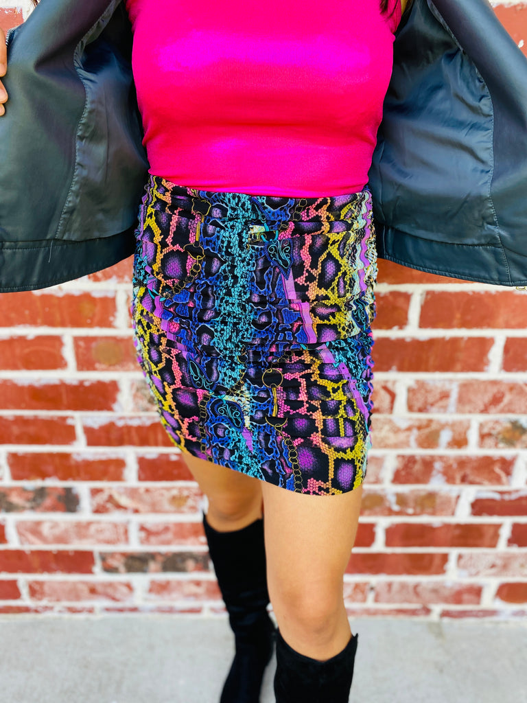 Pencil Me in Python Printed Skirt