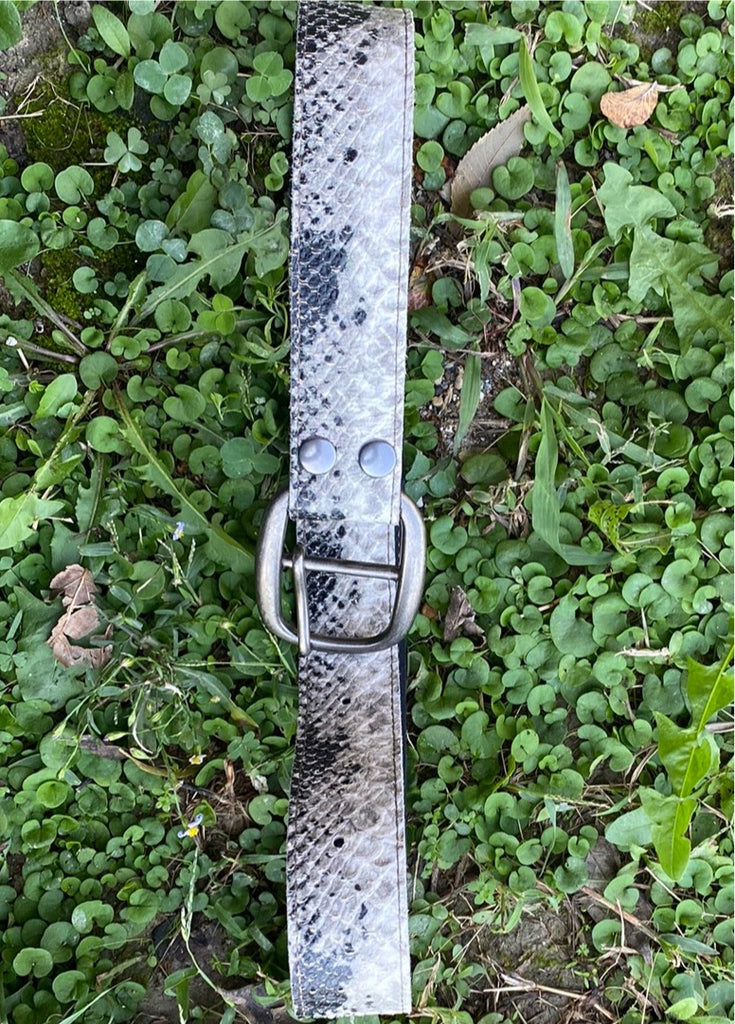 Grey Python Leather Belt-Small