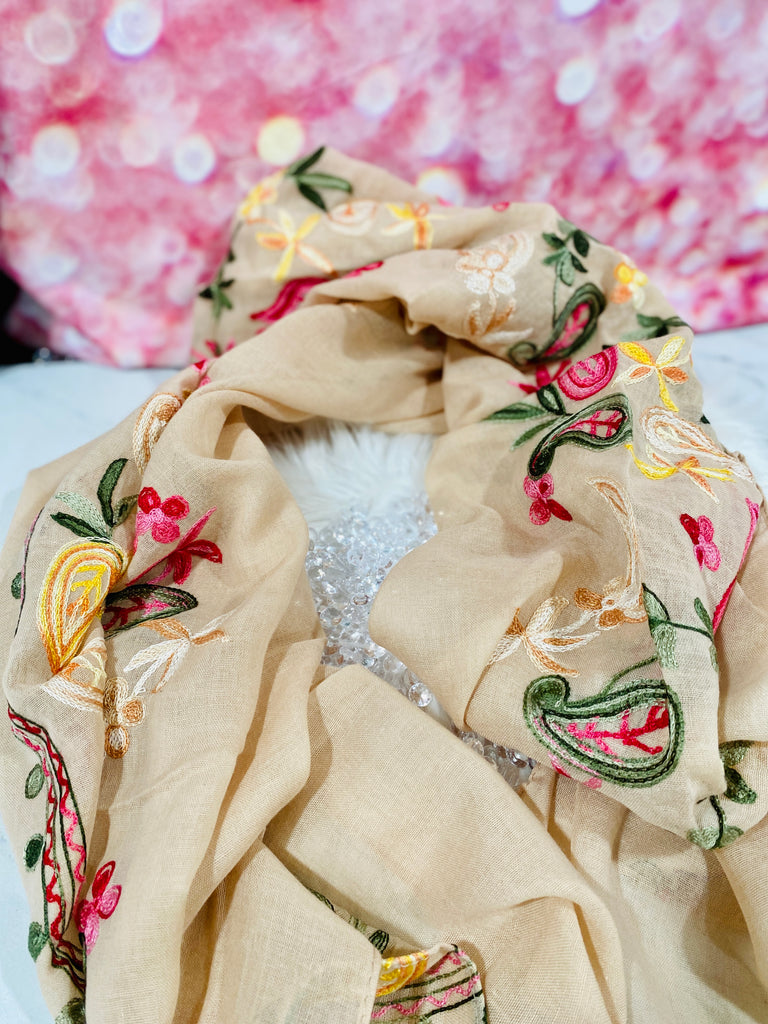 Jetset Sweetheart Embroidered Scarf-ONE SIZE