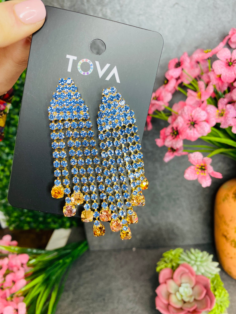 ~TOVA Fiona Blue~ Swarovski Crystal Earring