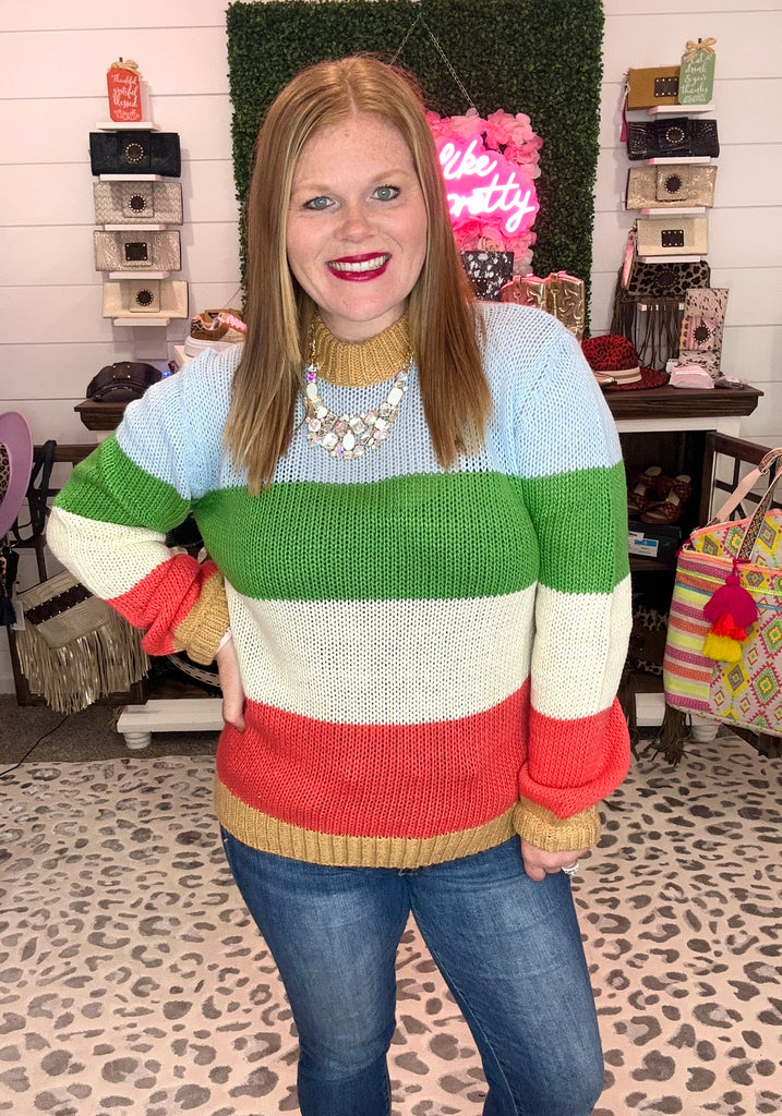 A Glimpse Of Love Color Block Sweater - Multi