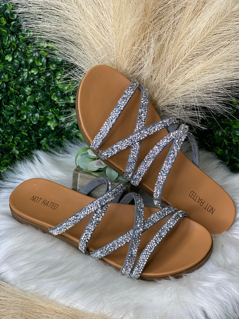 Eliana Silver Crystal Sandals